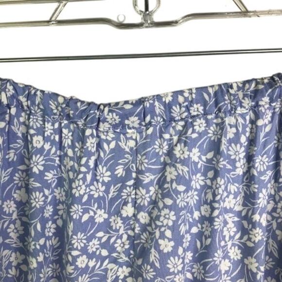 Japna Mini Skirt Wmns Size L Baby Blue White Ruffled Floral Rayon Boho Summer - Picture 4 of 5